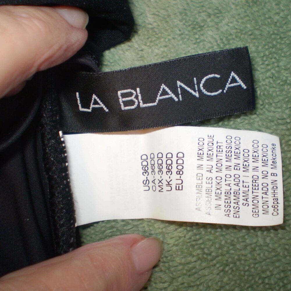 LA BLANCA BLACK UNDERWIRE TANKINI TOP SZ 36DD CUP/SZ12/14 OVERALL - Picture 3 of 3
